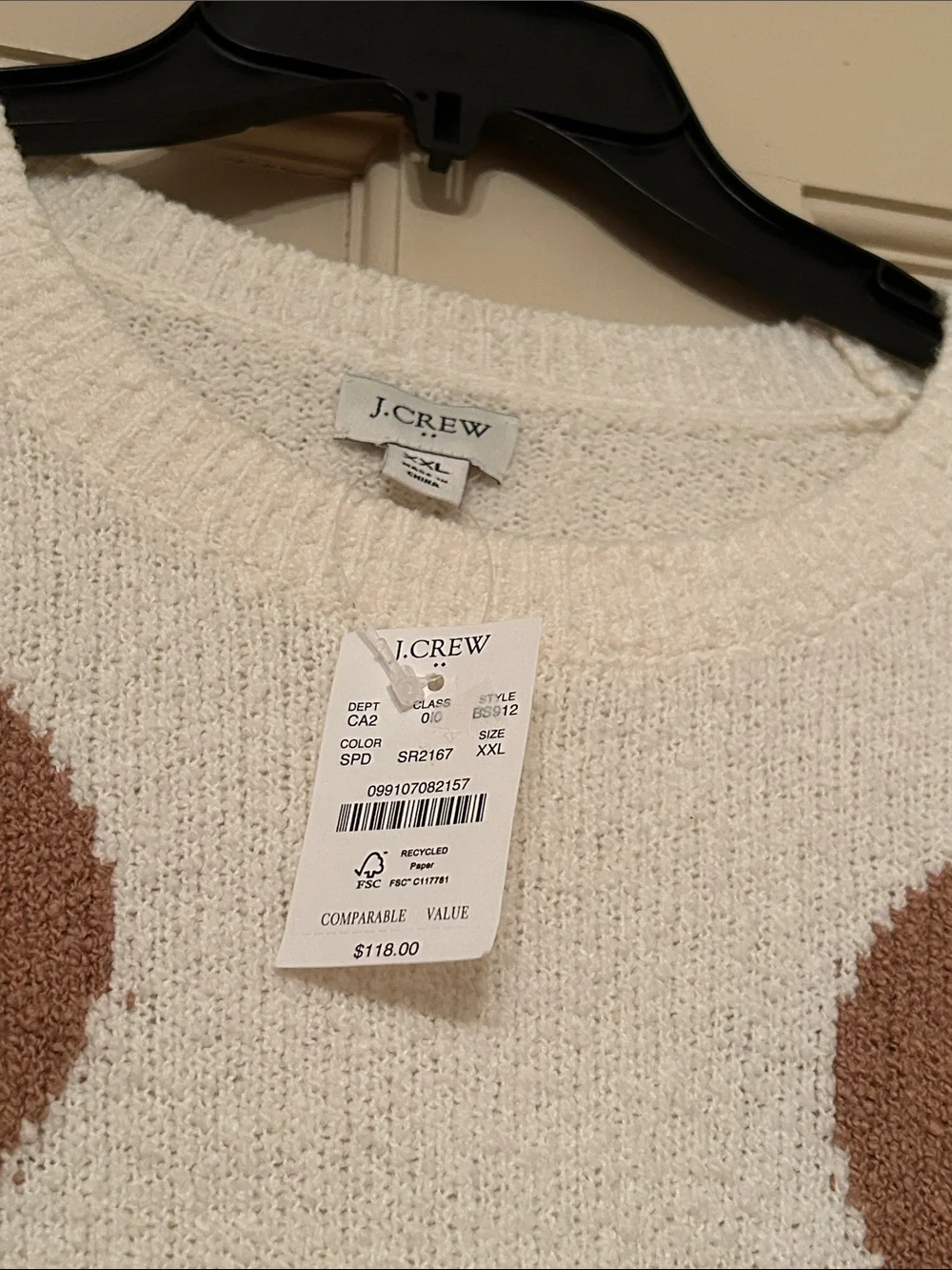 J. Crew Cream Sweater with Brown Polka Dots